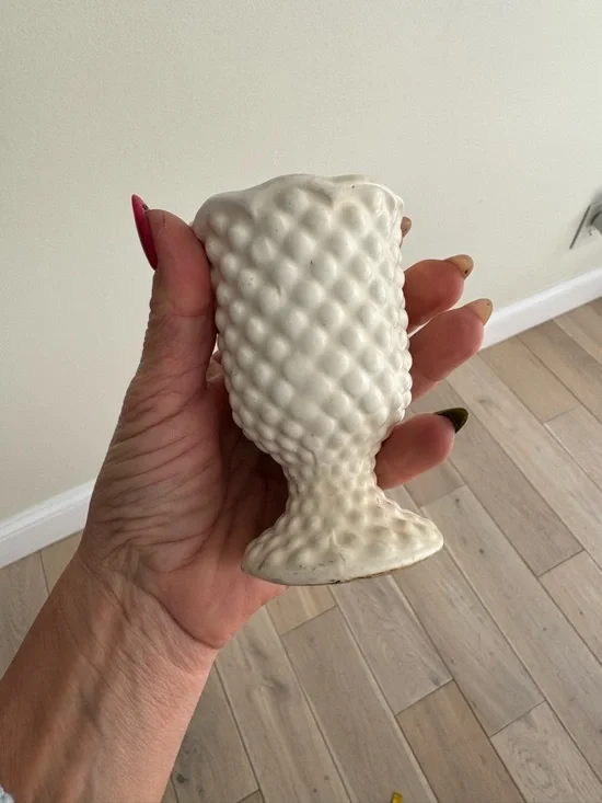 Cream Hobnail Ceramic Bud Vase - Decorative Home Accent - Picture 5 of 6